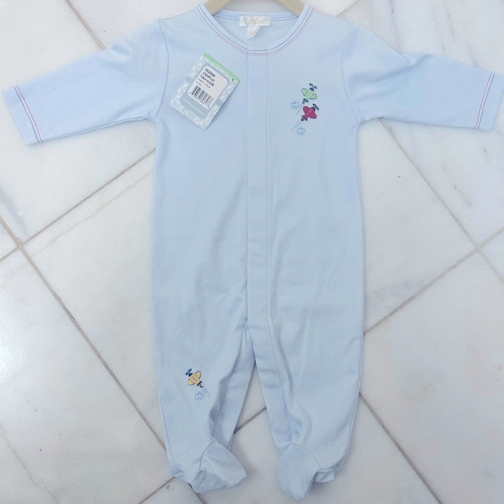 New with Tags (NWT) -Kissy Kissy Boy 3-6M Airplane Footie with Hand Embroidery
